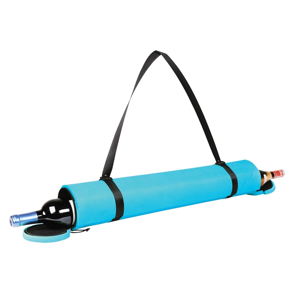 "Yoga Mat" Two Bottle Wine Tote with Shoulder Strap, Blue