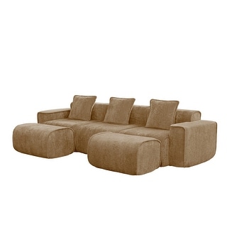 Streamlined Design Modular 3 Seat U Shape Boneless Velvet Fabric Sofa ...