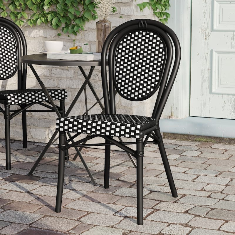 All-Weather Commercial Paris Chair with Black Metal Frame