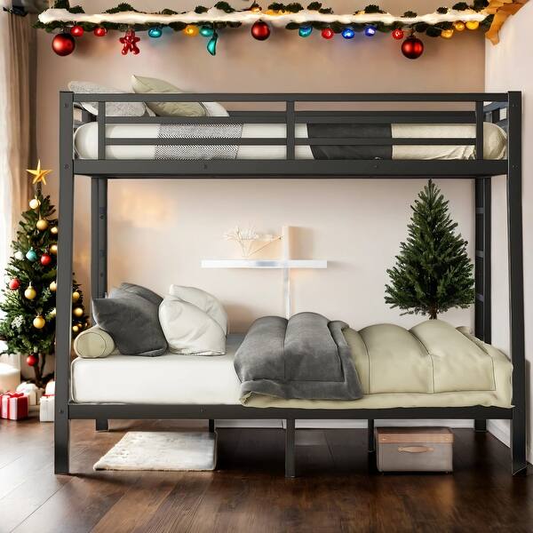 slide 2 of 11, Full XL Over Queen Bunk Bed,Kids Bed Design Black