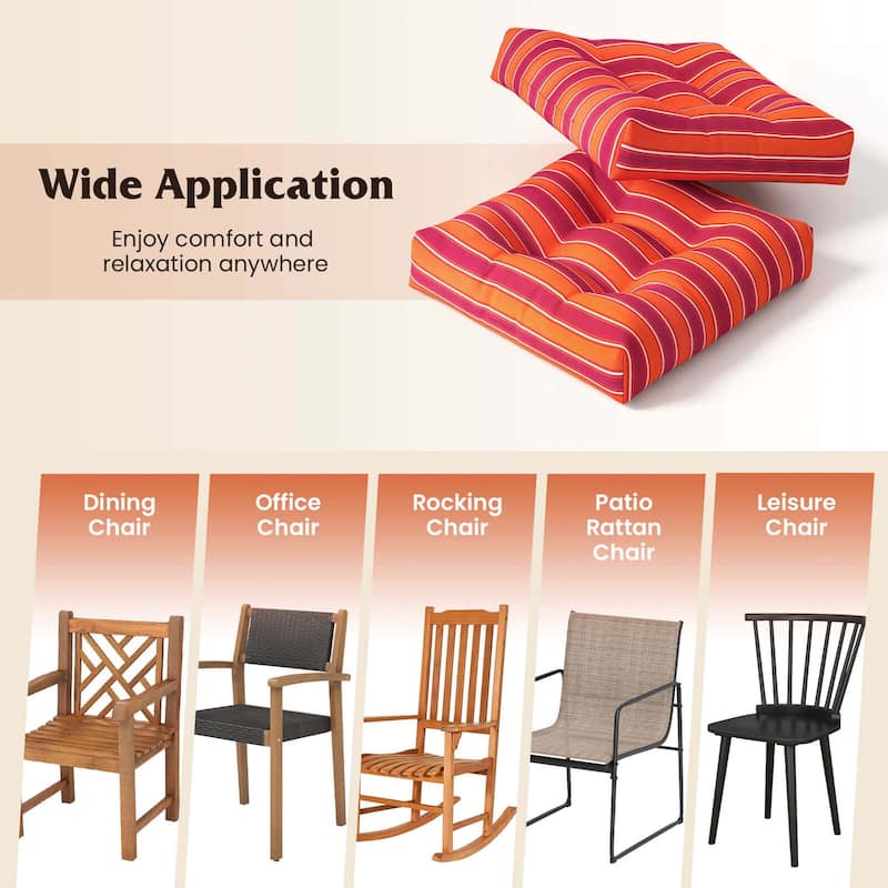 Costway 2 PCS 21'' x 21'' Patio Chair Seat Cushion Pads Indoor/Outdoor