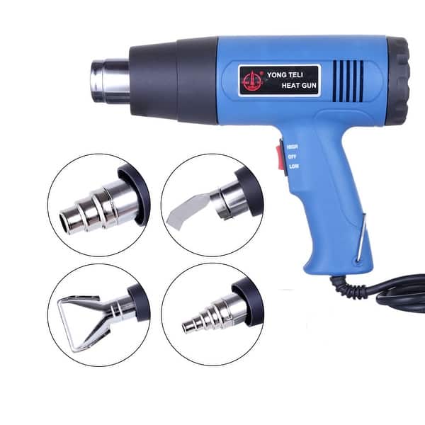 1500W Heat Gun Hot Air Wind Blower Dual Temperature + 4 Nozzles Power