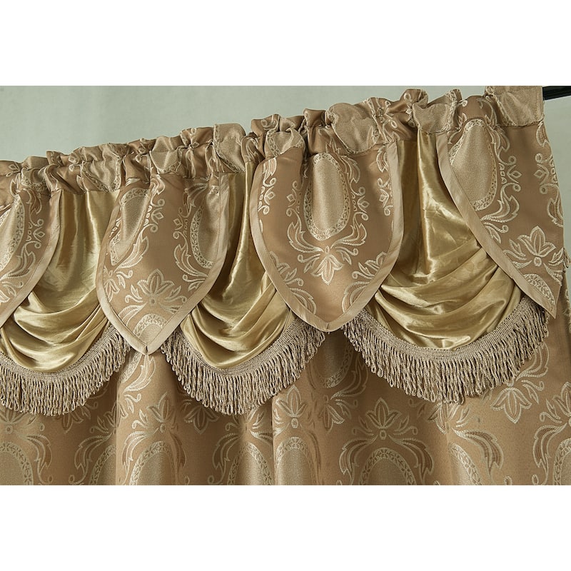 Gracewood Hollow Mabanckou Textured Jacquard Single Rod Pocket Curtain Panel w/ Attached Valance (54 x 84) - 54 x 84 in.