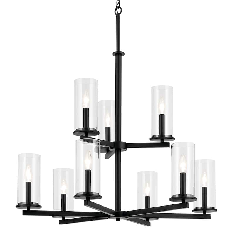 Kichler Lighting Crosby 32.5 in. 9-Light Clear Glass 2-Tier Chandelier