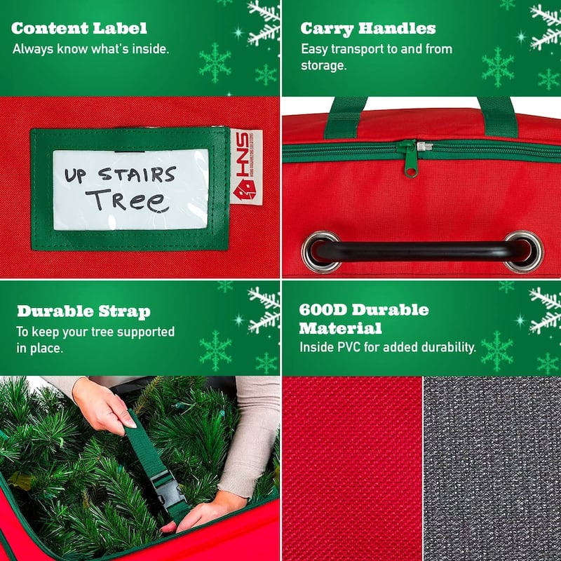 Rolling Christmas Tree Storage Bag with Wheels XXL - Fits Up to 12 Feet Artificial Tree - Red