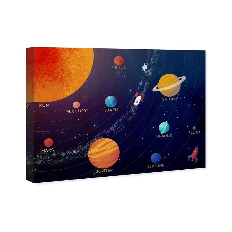 Olivias Easel Prints 'Solar System' Astronomy and Space Blue Wall Art Canvas Print
