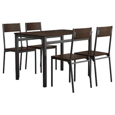 Lana 5-piece Dark Brown and Black Rectangular Dining Set