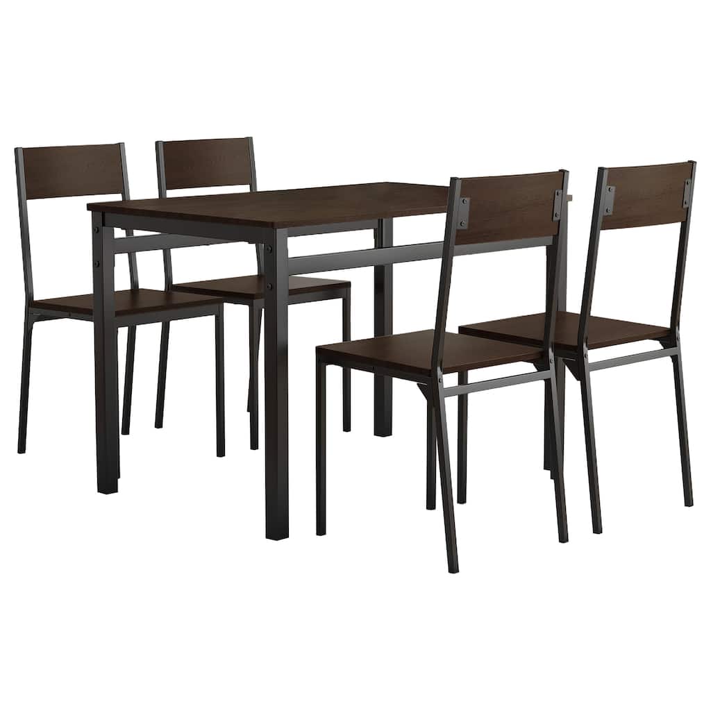 Lana 5-piece Dark Brown and Black Rectangular Dining Set