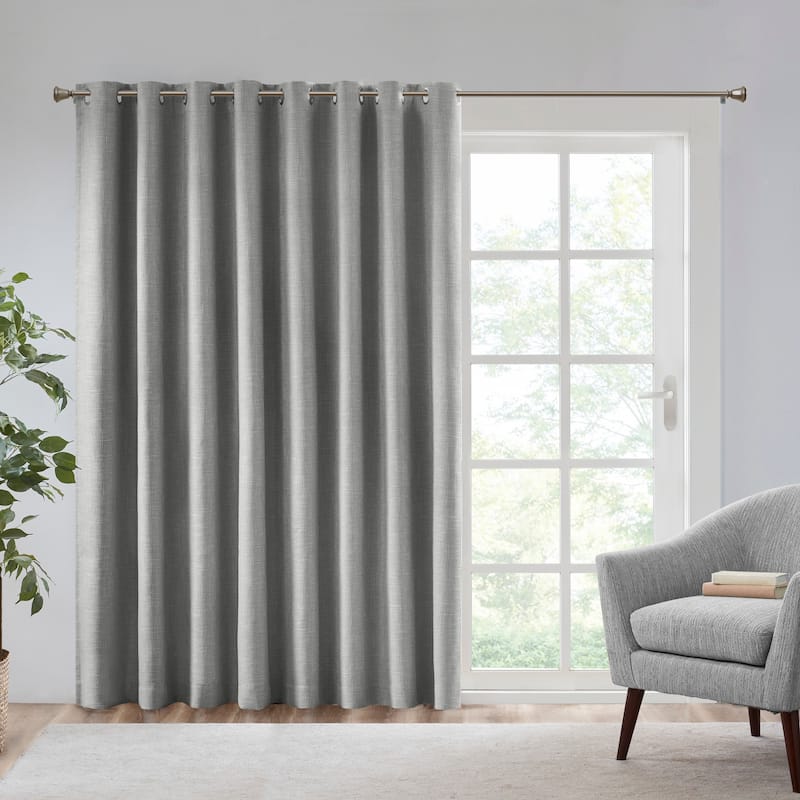 SunSmart Arlie Printed Heathered Extra Wide Blackout Window Patio Panel - 100x84" - Grey