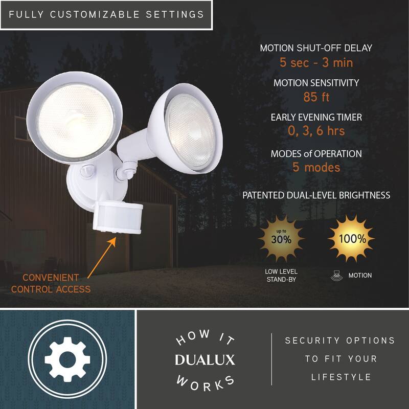 Motion Sensor Dusk to Dawn Outdoor Security Flood Light - 240 Degree Range - 85 Ft