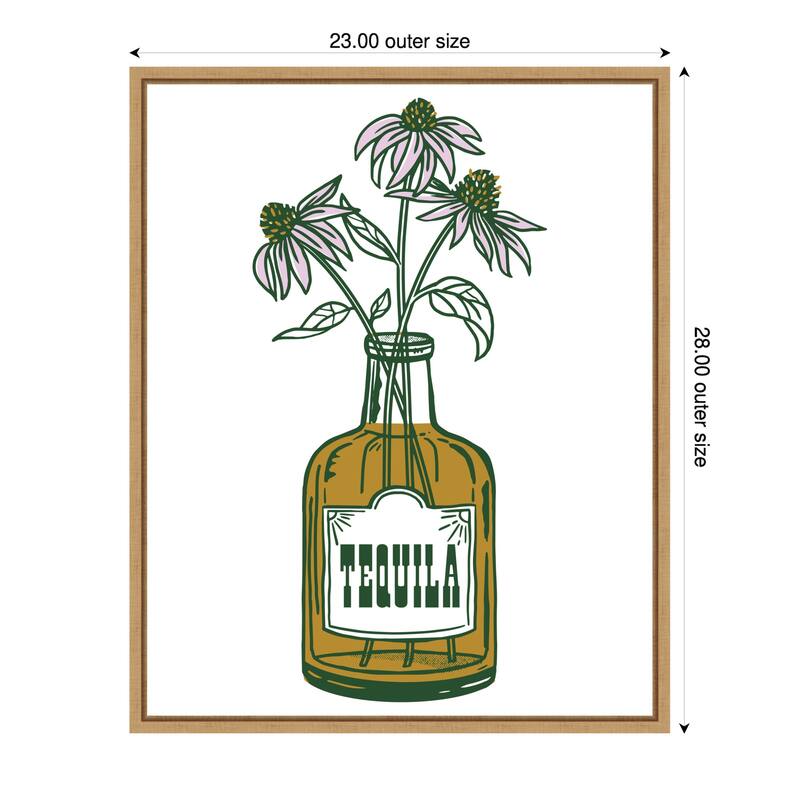 Tequila Potted Florals by The Whiskey Ginger Framed Canvas Wall Art Print - 23 x 28 in