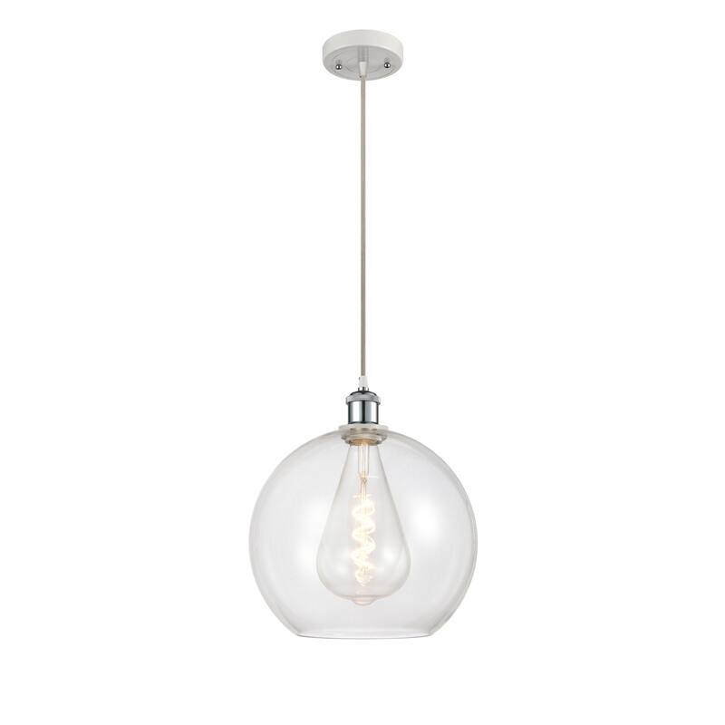 Innovations Lighting Ballston Athens 1 Light 12" Cord Hung Mini Pendant - Clear/White and Polished Chrome