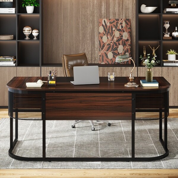 63-Inch Executive Desk with 4 Drawers, Large Office Desk 63-Inch Executive Desk with 4 Drawers, Large Office Desk