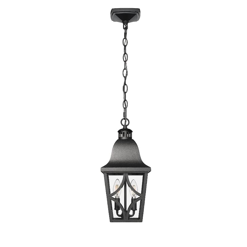 16" Elegant Matte Black Outdoor Wall Lantern with Clear Glass - Waterproof Sconce for House, Garage, and Front Door Lighting