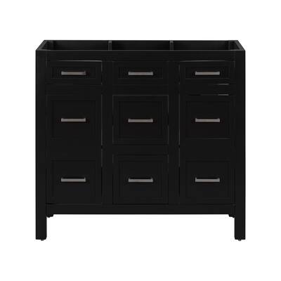 35 in. W x 18 in. D x 33 in. H MDF Freestanding Bath Vanity Base in Black without Counter Top