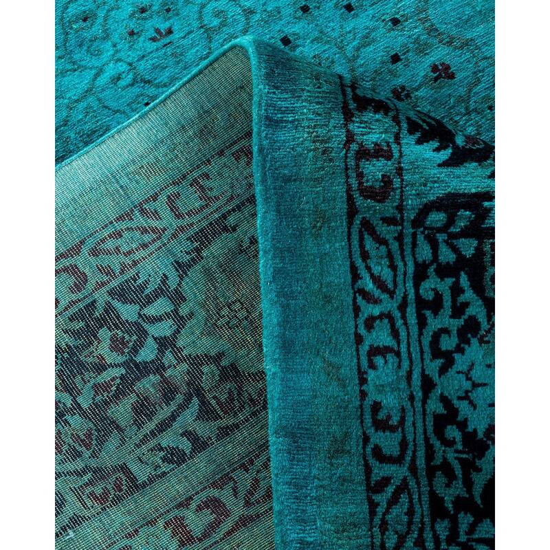 Overdyed, One-of-a-Kind Hand-Knotted Area Rug - Blue - 10' 2" x 14' 7"