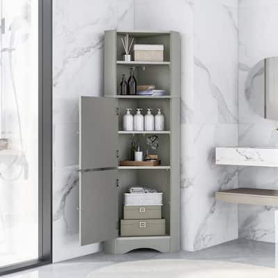 Floor Standing Cabinet, Gray Tall File Cabinet Storage Cabinet