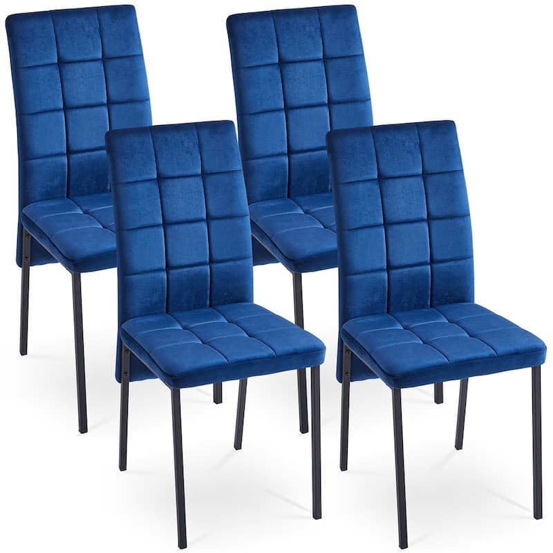 High Back Nordic Velvet Dining Set with MDF Dining Table（Set of 5）