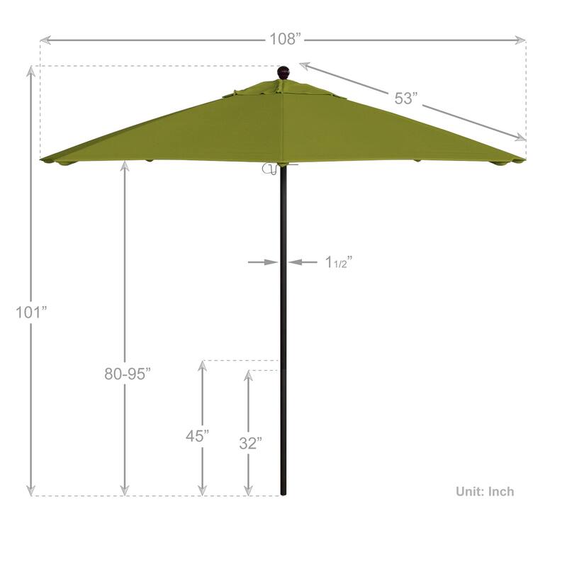 California Umbrella 9' Rd. Aluminum Frame, Fiberglass Rib Market Umbrella, Push Open, Bronze Finish, Pacifica Fabric