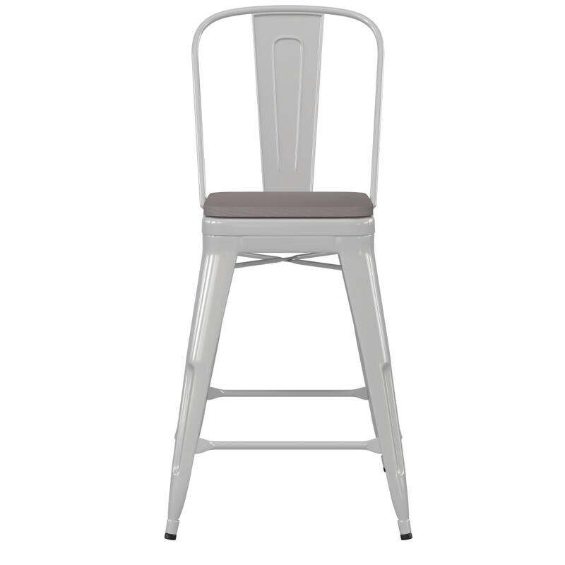 All-Weather Commercial Counter Stool with Removable Back & Poly Resin Seat