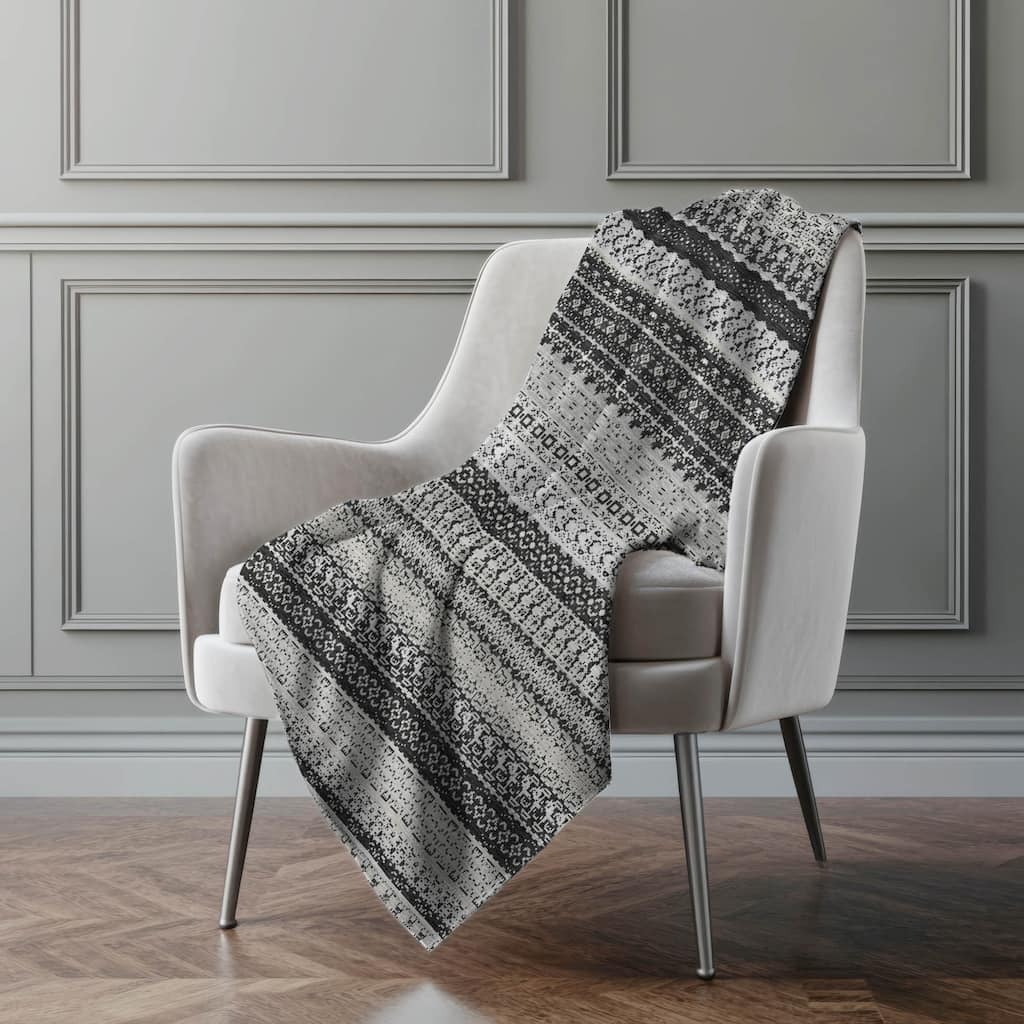 Premium Machine Washable Boho Stripes Sherpa Throw Blanket