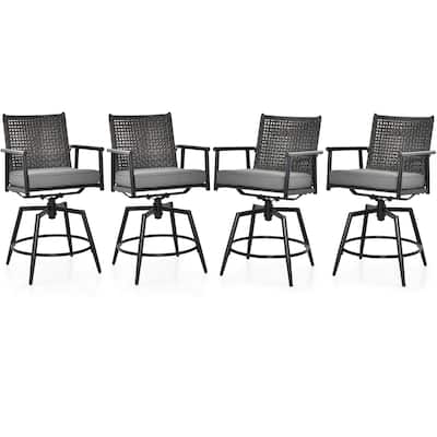 Gymax Patio Swivel Bar Stools Set of 4 Outdoor Counter Height Bar