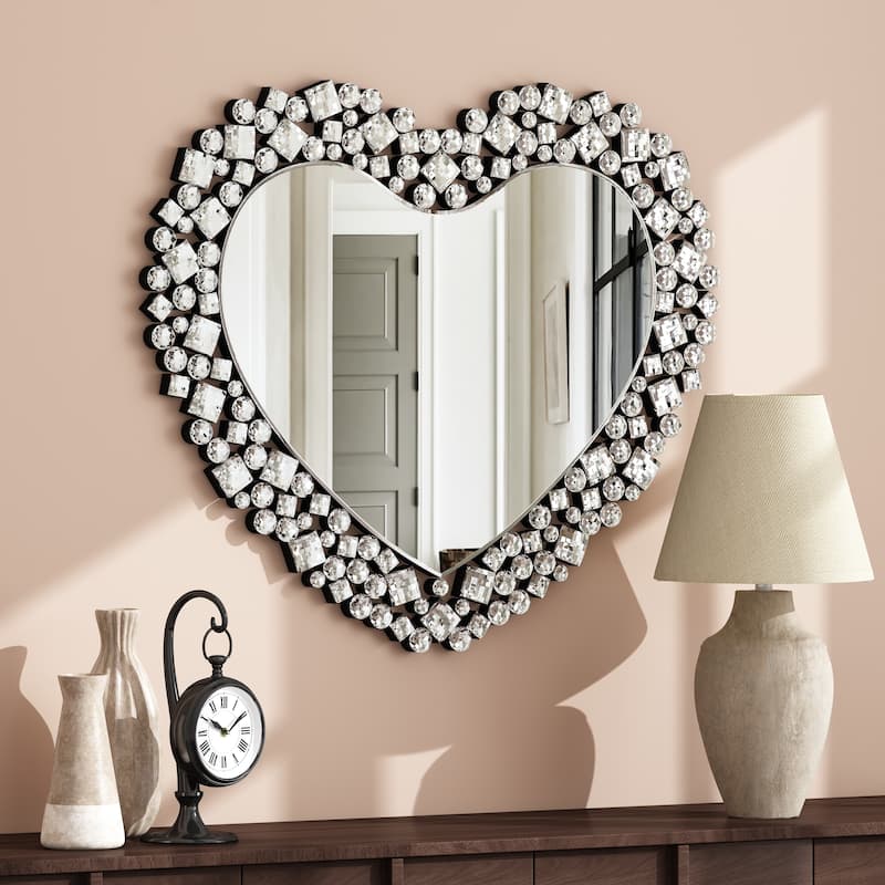 Crystal Accent Heart Wall Mirror