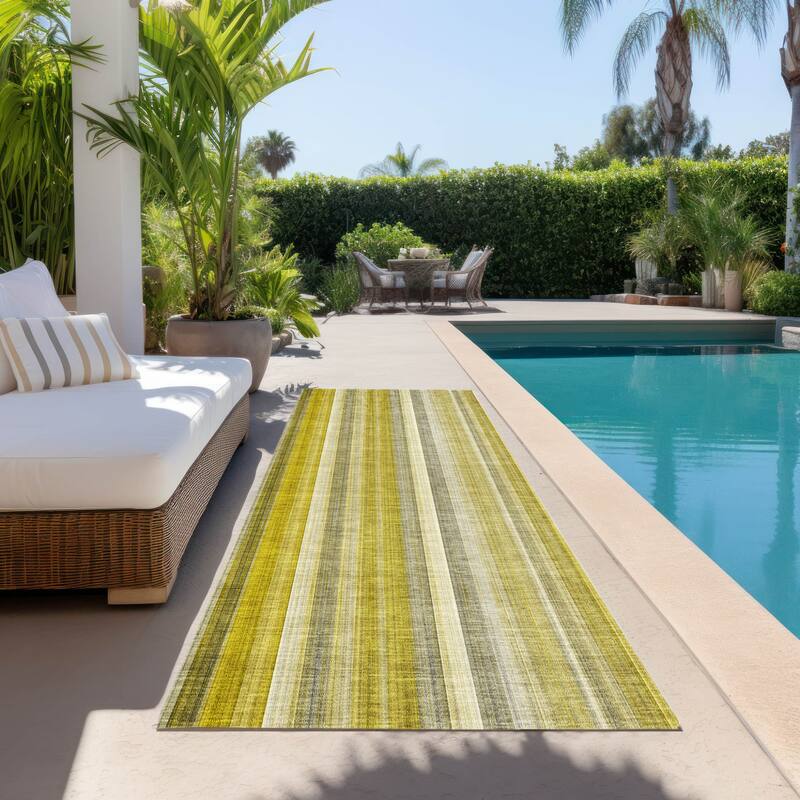 Almiro Stripe Weather Resistant Timeless Fusion Outdoor Rug