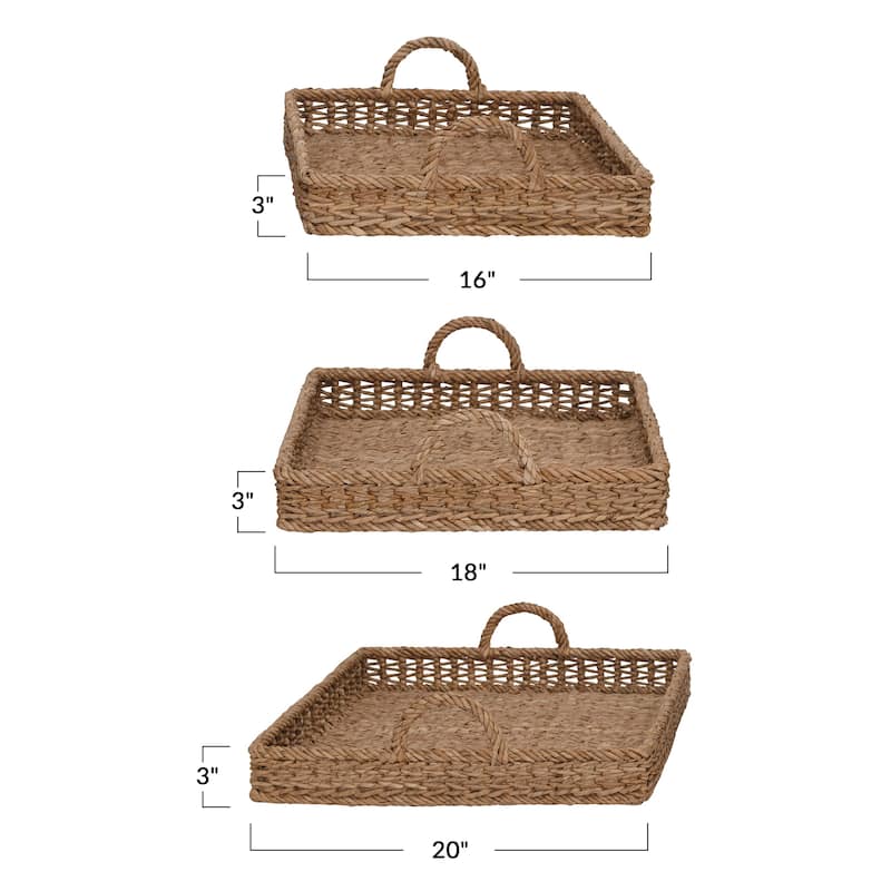 S/3 Decorative Water Hyacinth Tray