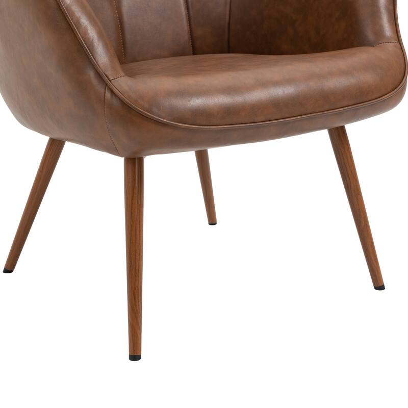 Vintage Wingback Chair Tufted Button PU Leather Accent Chair