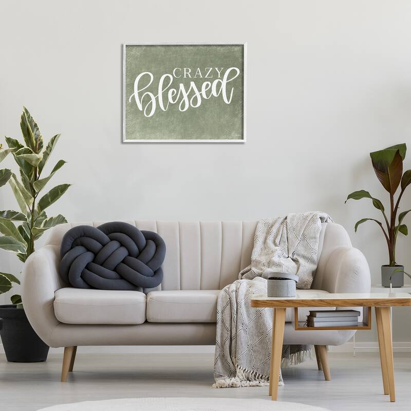 Stupell Crazy Blessed on Green Framed Giclee Art Design By Imperfect Dust