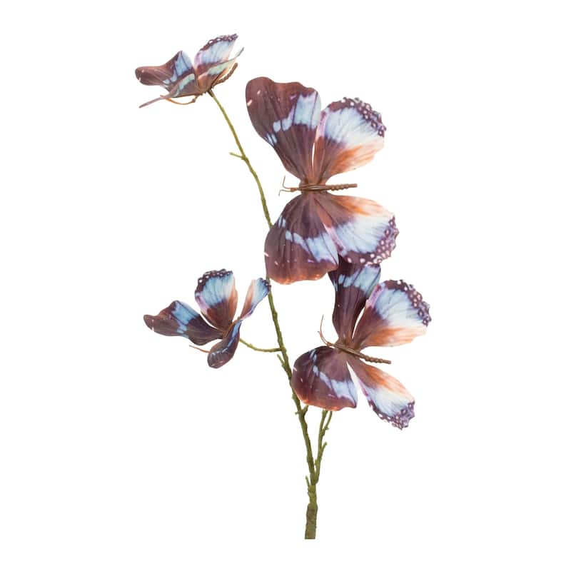 Artificial Butterfly Sprays - 32" - Brown and Blue - Set of 6