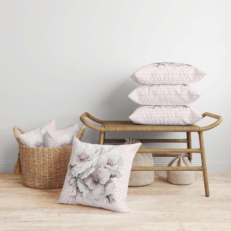 Magnolia Majesty Faux Suede Reversible Throw Pillow Pink