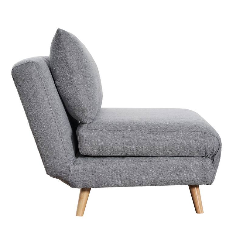 Upholstered Convertible Tri-Fold Chair with Pillow and Hideaway Legs - 75.5"D x 41"W x 30"H