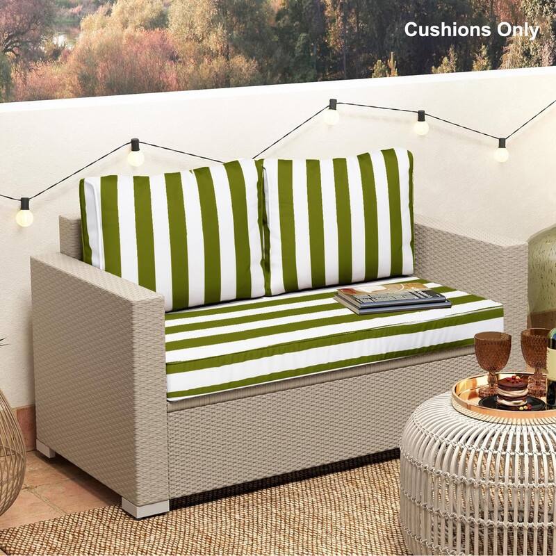 Outdoor Loveseat Cushion Set (Set of 1 Seats,48x24in, 2 Backs,24x18in )
