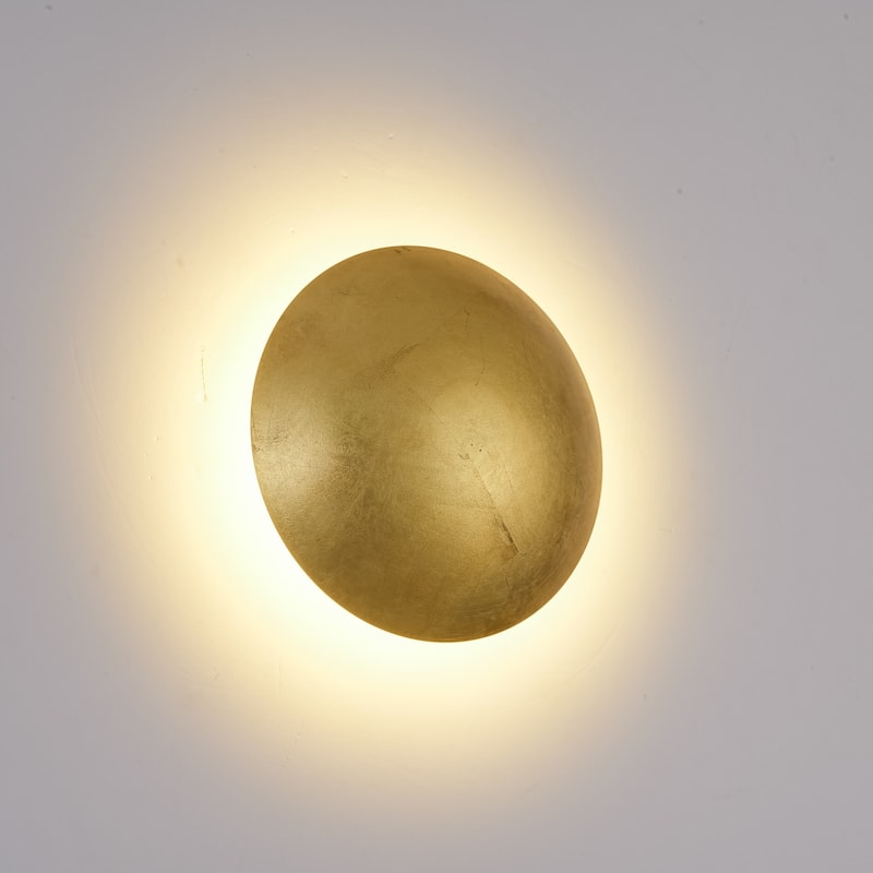 1-Light Retro Luxury Handmade Gold Foil LED Energy-Saving Wall Sconce for Bedroom - 8.7in. W x 3 in. D x 8.7 in. H