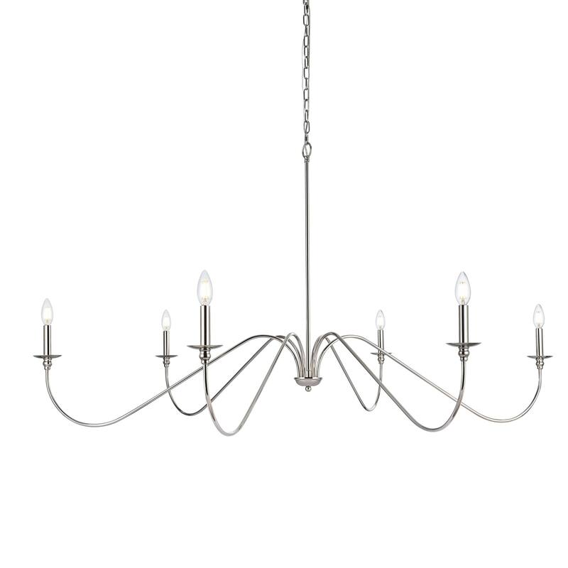 Elegant Lighting LD5056D60 Rohan 6 Light 60" Wide Taper Candle Style - Polished Nickel