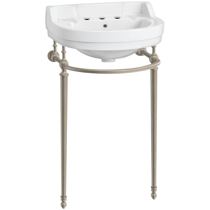 Whitehaus WHV022-L32-3H 21-5/8" Specialty Vitreous China Console - White / Brushed Nickel