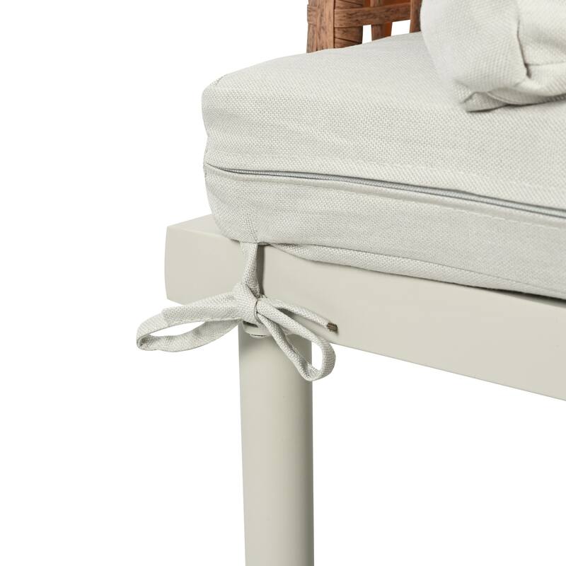 6/8-Piece Half Moon PE Wicker Patio Sectional Set with Dual Coffee Tables