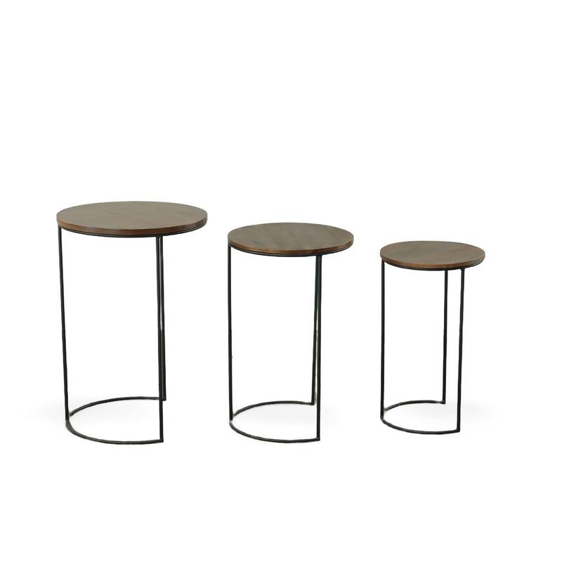 Carolina Living Mackintosh Round Nesting Tables - Chestnut/Black