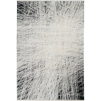 Calvin Klein Balian Abstract Black/Silver Area Rug