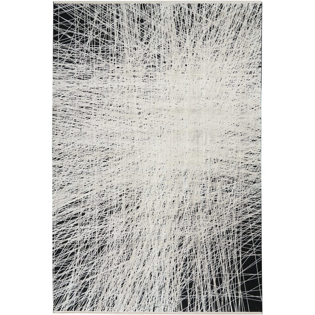 Calvin Klein Balian Abstract Black/Silver Area Rug