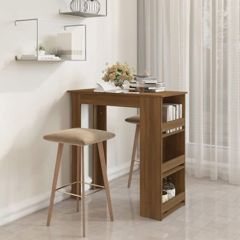 vidaXL Bar Table Kitchen Pub Bistro Table with Storage Rack Engineered Wood - 40.2" x 19.7" x 40.7"