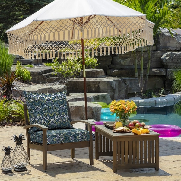 Arden Selections Outdoor Deep Seat Set Sapphire Aurora Damask