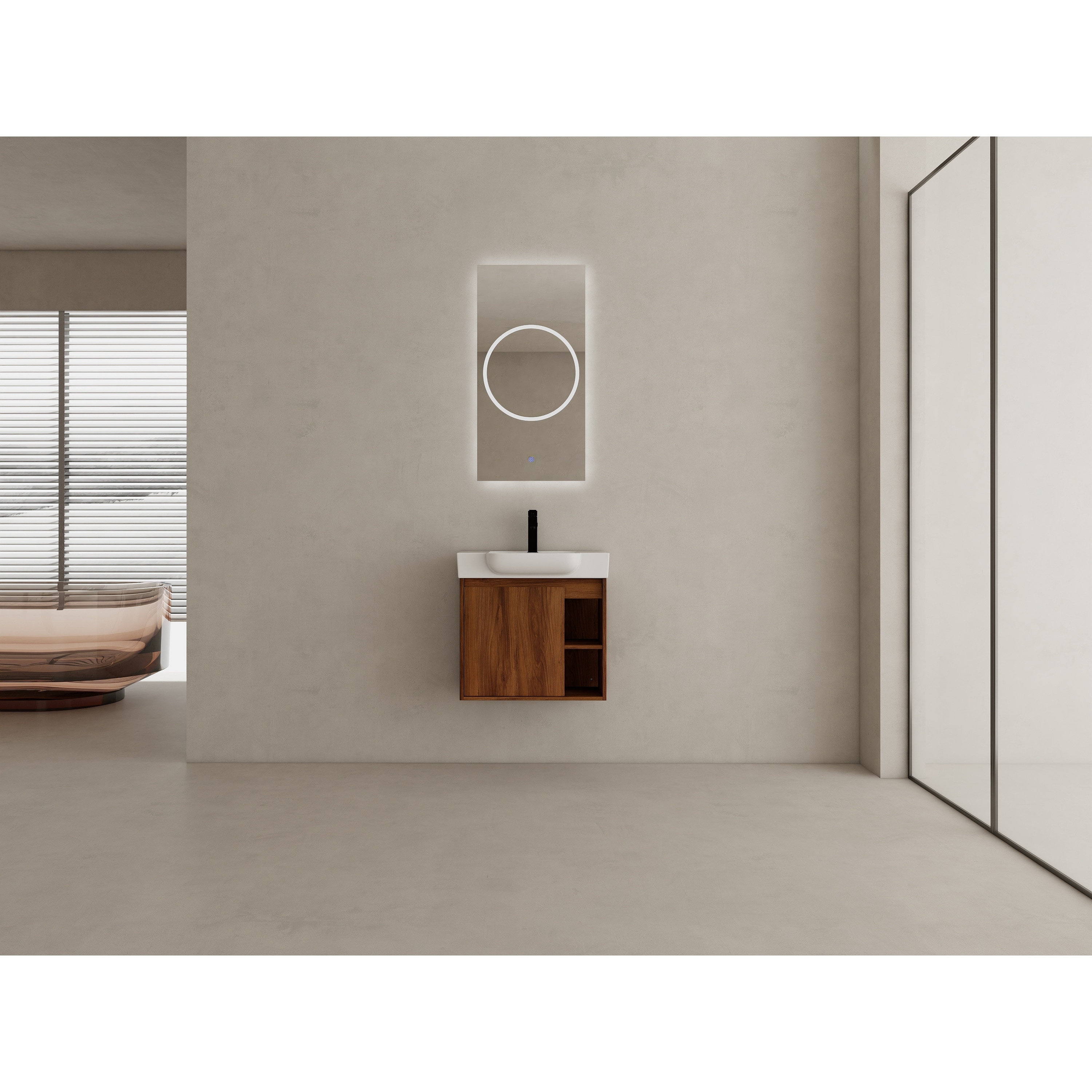 GDFStudio - Carter 24" Wall-Mounted Vanity with Ceramic Sink and Soft-Close Door