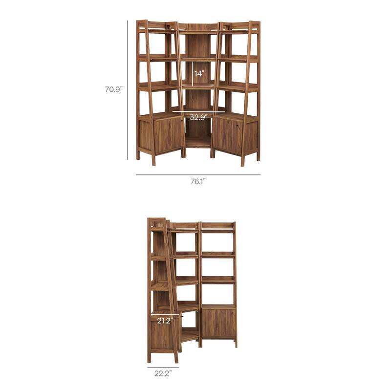 Bixby 3-piece Corner Bookshelf Set with Narrow Bookshelves