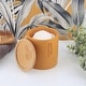 preview thumbnail 4 of 63, Sleek Cotton Pad Holder - Polyresin Bathroom Storage Container with Bamboo Lid - 4 L x 4 W x 4.6H Mustard Yellow
