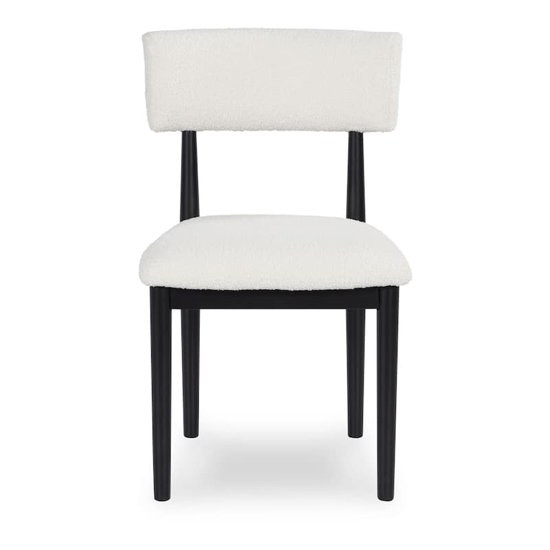 Dae Dining Side Chair Set of 2, White Cushioned Seat, Black Wood Legs