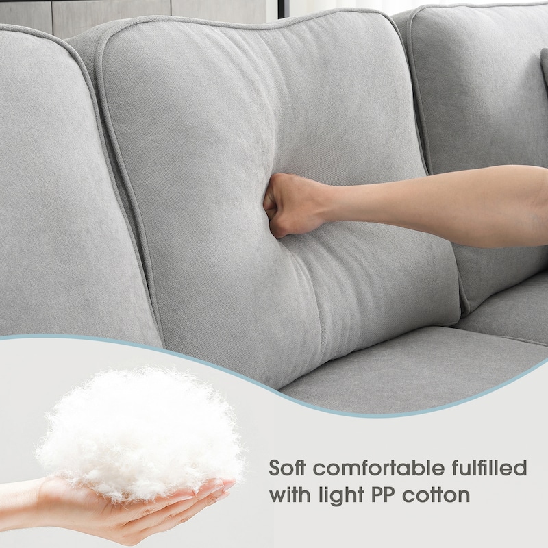 89*89" Oversized Velvet Modern Sectional Sofa,Large L Shaped Upholstered Indoor Furniture with Double Cushions,Grey