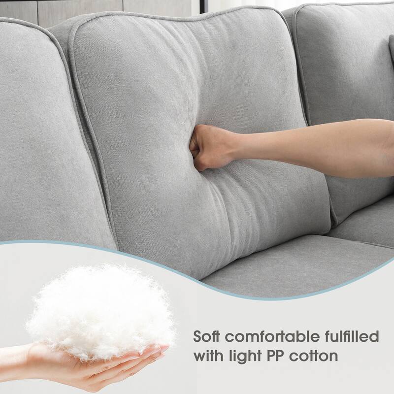 Grey 108'' Spacious U-Shaped 7 Seater Sectional Sofa Set with 3 Pillows and Chaise Ideal for Living Room, Apartment